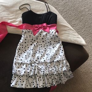 Black, pink, and white dress